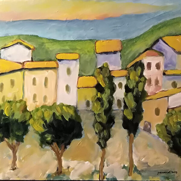 Case con molti anni - acrilici su compensato - cm 60x50 - anno 2017