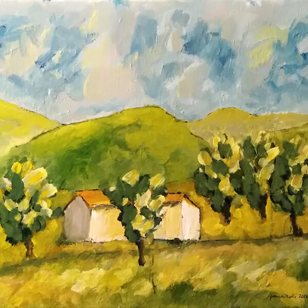 Località due cipressi - acrilici su compensato - cm 50x40 - anno 2016