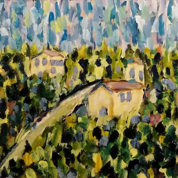 Macchie sulle colline di San Pancrazio - acrilici su compensato - cm 45x40 - anno 2012