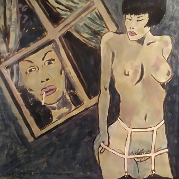 Requiem per Glen Bowman - acrilici su carta su legno - cm 100x100 - anno 1987